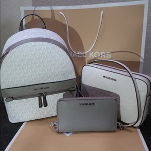 Michael Kors 3PC backpack set white bag